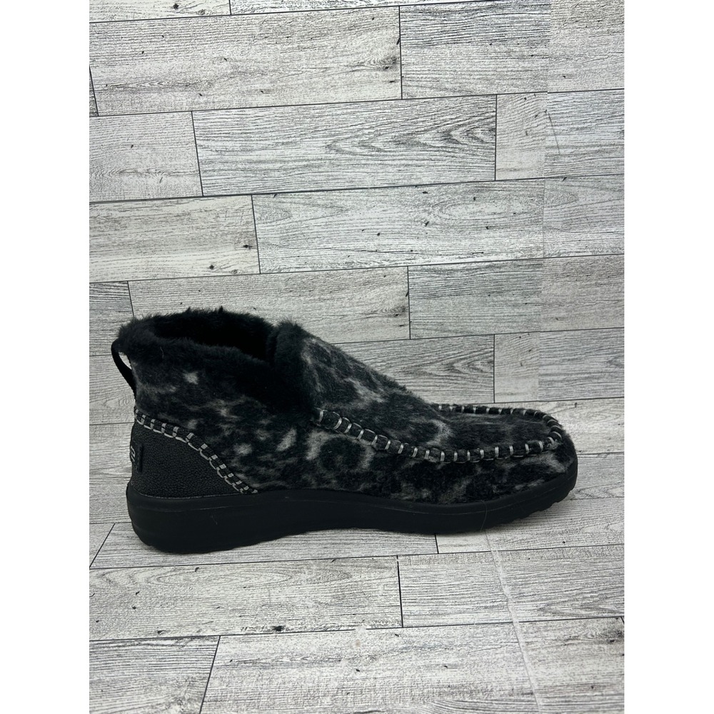 Hey Dude Denny Marble Leopard Grey Black Faux Fur Lined Ankle Boots Women Sz 10 - Picture 15 of 16